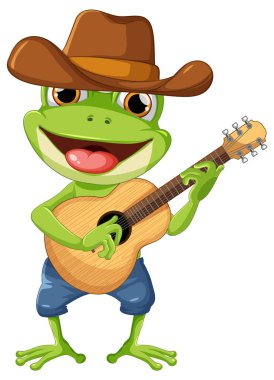 Kovboy şapkalı kurbağa gitar tıngırdatıyor.
