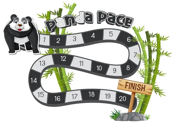 Cartoon Panda Numbered Racing Track Royalty Free Stock Vectors