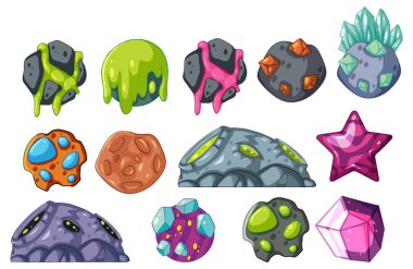 Canlı, resimli kozmik kayaların toplanması