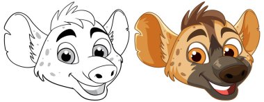 İki neşeli sırtlan çizimi, renkli ve özet