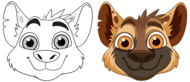 Gülümseyen hayvan yüzünün iki versiyonu.