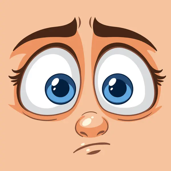 stock vector Wide-eyed cartoon face showing surprise