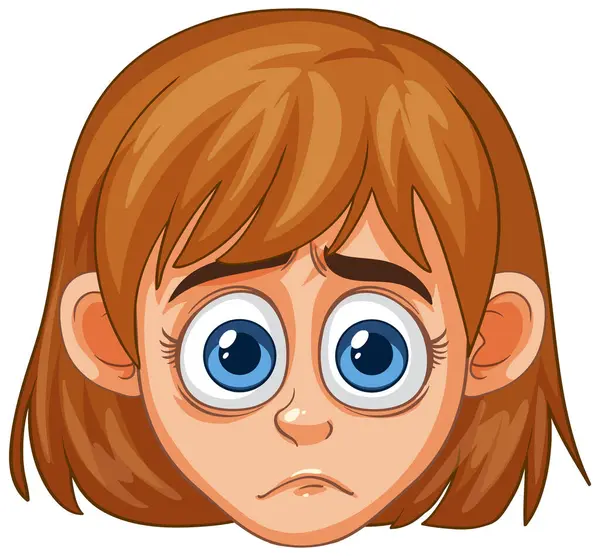 stock vector Illustration of a sad girl with big eyes