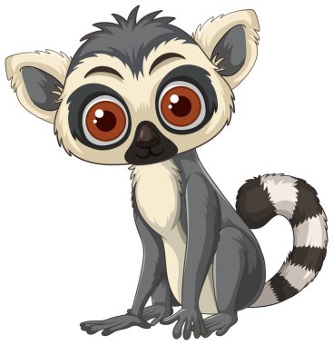 Kocaman gözleri ve çizgili kuyruğu olan sevimli lemur.