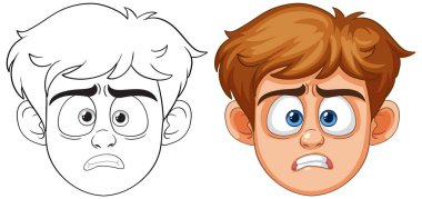 Endişeli yüzlü bir çocuğun tasviri