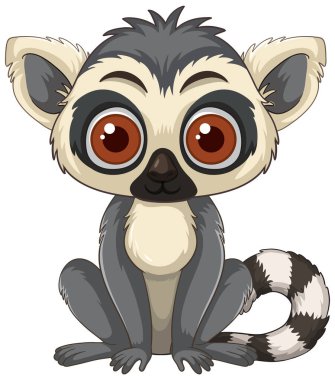 Kocaman gözleri ve çizgili kuyruğu olan sevimli lemur.