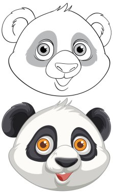 Renkli ve özlü sevimli panda yüzleri