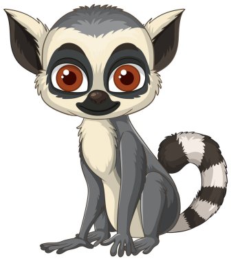 Kocaman gözleri ve çizgili kuyruğu olan sevimli lemur.