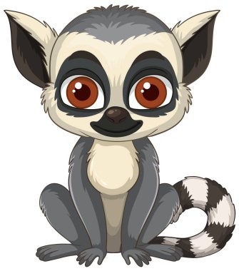 Kocaman gözleri ve çizgili kuyruğu olan sevimli lemur.