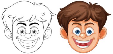 Renkli ve özlü gülümseyen çocuk.