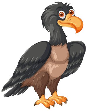 Detaylı tüyleri ve parlak gözleri olan gülümseyen akbaba.