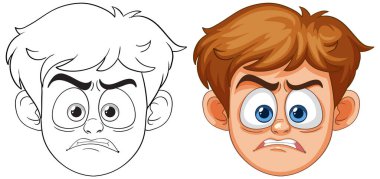 Kızgın bir çocuğun yüzünün vektör çizimi
