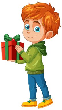 Elinde hediyeyle bir çocuk