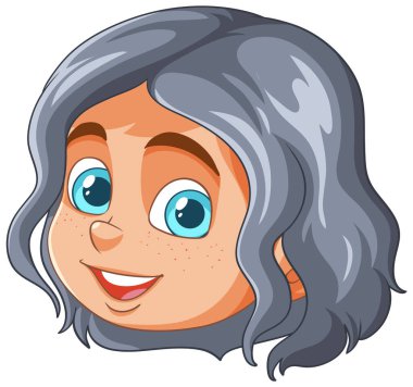 Gri saçlı, mavi gözlü mutlu çocuk.