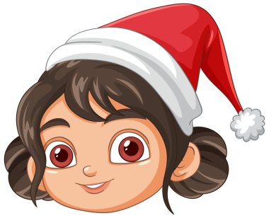 Gülümseyen çocuk Noel Baba şapkası takıyor.