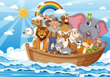 Hayvanlar ve insanlar tekne yolculuğuna çıktılar.