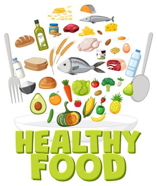 Bir kasede sıralanmış çeşitli sağlıklı yiyecekler.