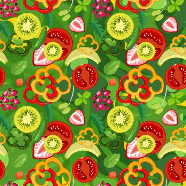 Canlı meyve ve sebzeler pürüzsüz bir kalıpta.