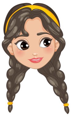 Saç bandı ve saç bandı takmış bir kızın resmi.