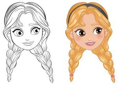 Saçları örgülü bir kızın resmi.