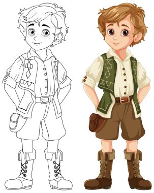 Geleneksel giyinmiş sevimli bir çocuk.