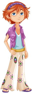 Renkli giyinmiş genç bir hippi.