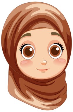 Büyük gözlü ve tesettürlü tatlı bir kız.