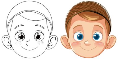 Gülümseyen bir çocuğun renkleri ve ana hatları