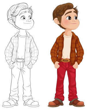 Sıradan giyinmiş bir çocuğun tasviri