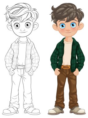 Sıradan giyinmiş genç bir çocuk.