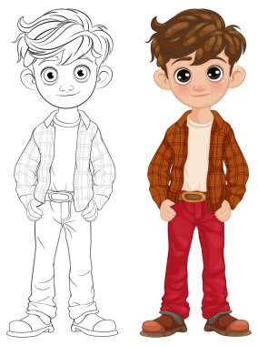 Sıradan giyinmiş bir çocuğun tasviri.