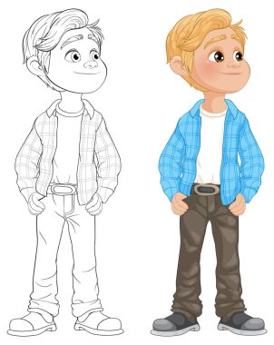 Mavi gömlekli bir çocuğun resmi.