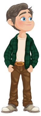 Kahverengi saçlı ve mavi gözlü çocuk.