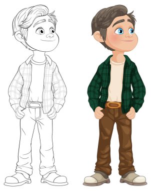 Sıradan giyinmiş bir çocuğun tasviri