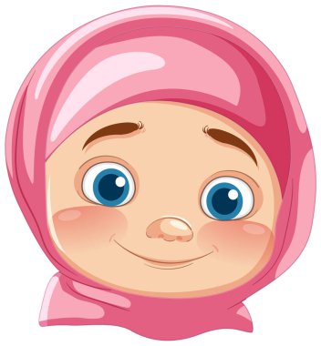 Pembe başörtüsü takan tatlı bir kız.