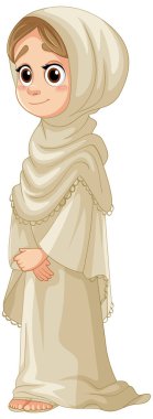 Geleneksel giyinmiş genç bir kızın canlandırması