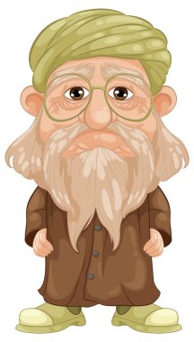 Gözlüklü ve yeşil sarıklı yaşlı bir adam.