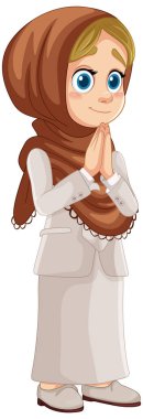 Başörtüsü takan ve dua eden genç bir kız