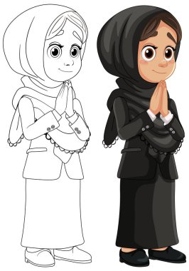 Geleneksel giyinmiş genç bir Müslüman kız.