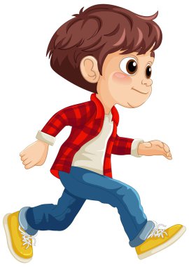 Günlük giysiler içinde gülümseyen bir çocuk.