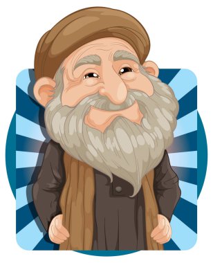 Sıcak bir gülümsemesi ve sakalı olan yaşlı bir adam.