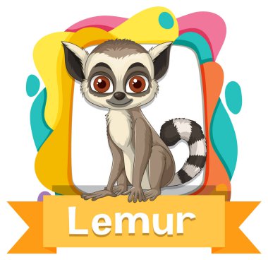 Renkli arkaplan çerçeveli şirin lemur