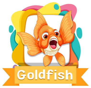 Renkli arkaplan elementlerine sahip parlak Japon balığı