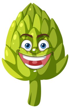 Gülümseyen enginar Anlamlı gözler ve ağızla