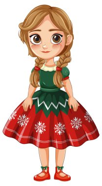 Noel temalı kıyafetli genç kız.