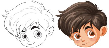 Neşeli bir çocuğun yüzü rengarenk ve özet.