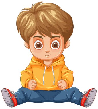 Bacak bacak üstüne atmış bir çocuğun tasviri