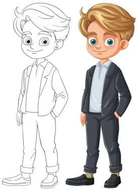 Şık giyinmiş genç bir çocuk.