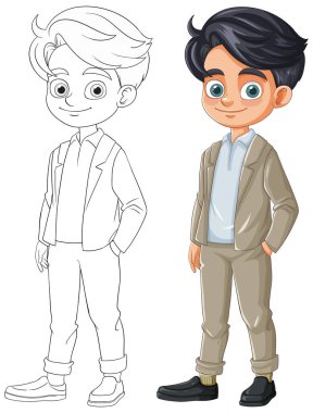 Şık giyinmiş genç bir çocuk.