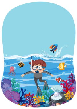 Dalgıç rengarenk sualtı mercan resiflerini araştırıyor